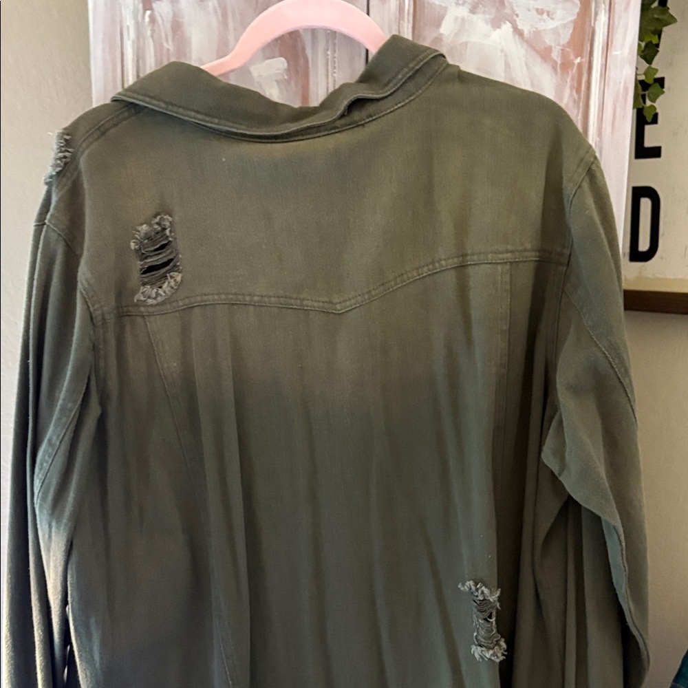 Olive Green Jean Jacket - Picture 6 of 6